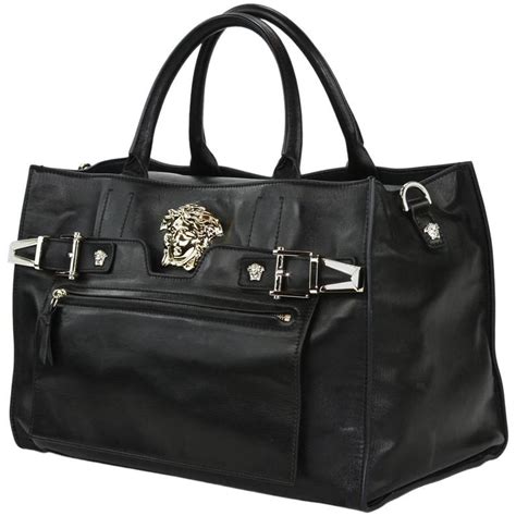 versace black baby bag|Versace black leather bag.